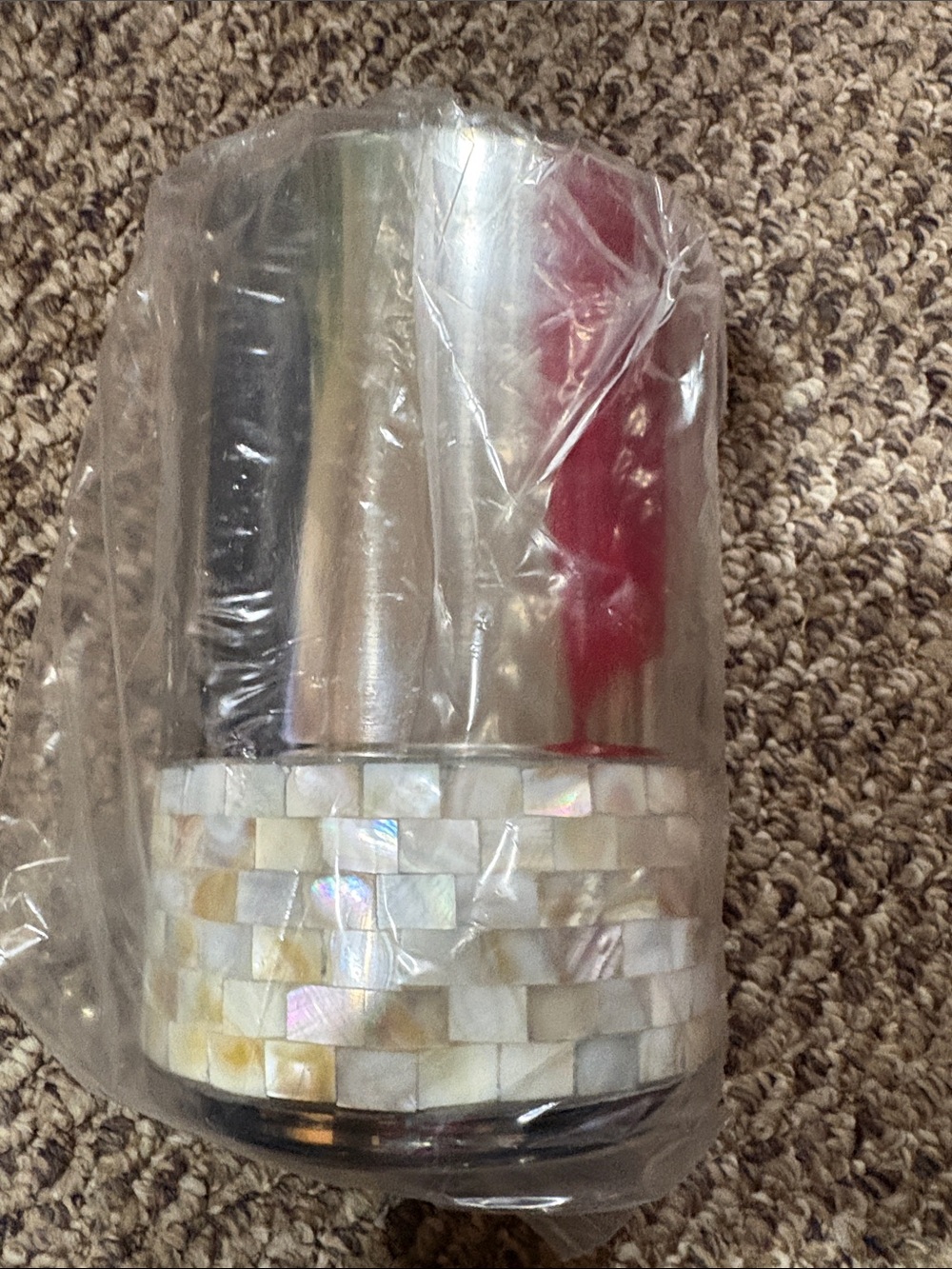Iridescent Mother-of-Pearl Mosaic Votive Wine Chiller - White